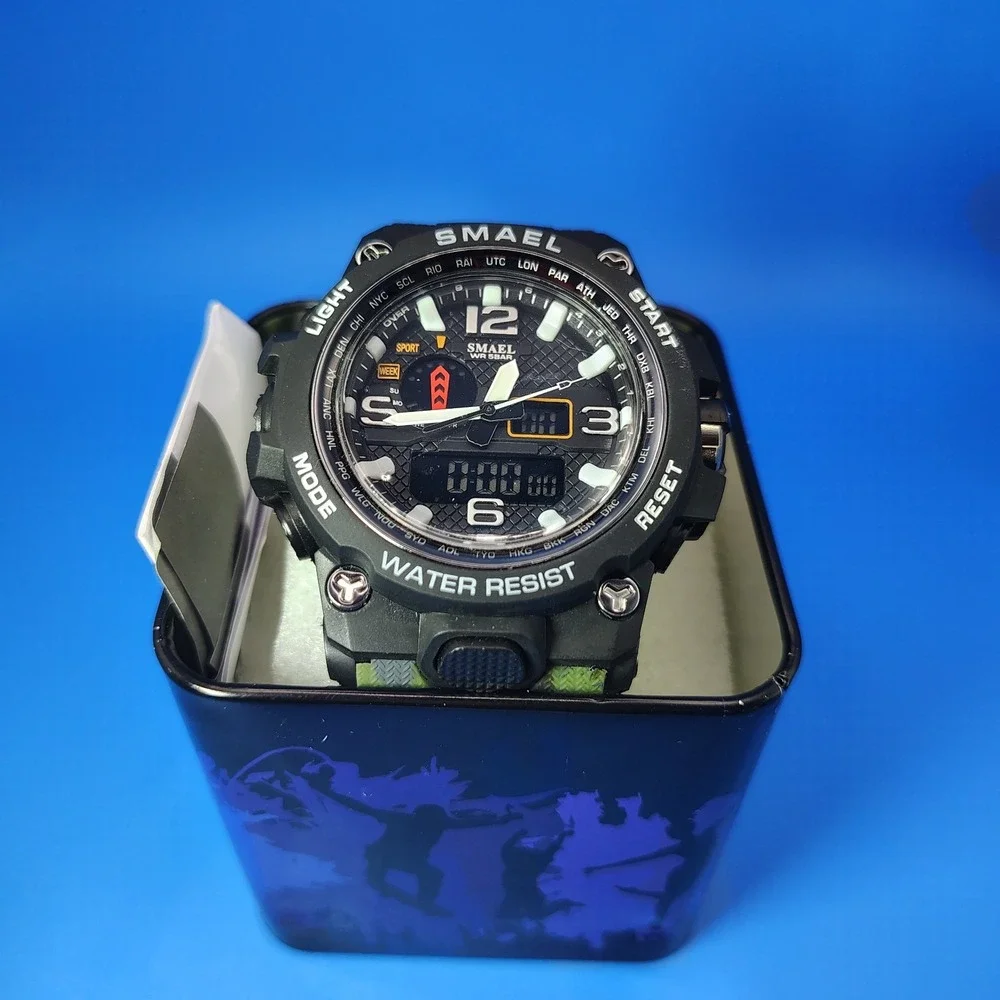 Smael War Hammer Camo‎ 47 mm Dual Time Ani-Digi Military Mens Quartz Watch New